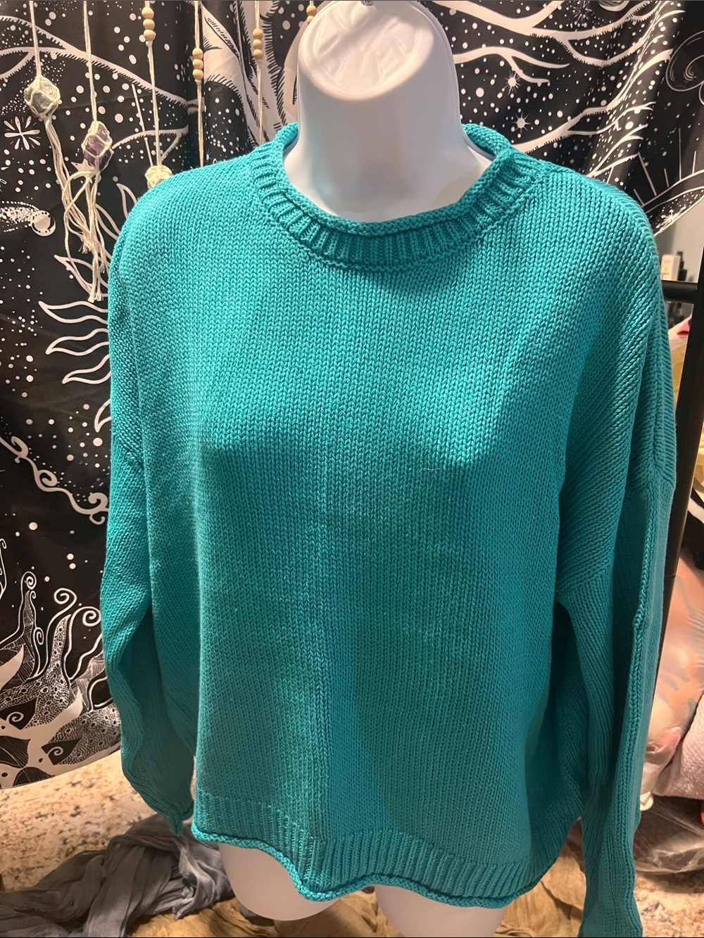 NWOT Zenana Outfitters Teal Crewneck Sweater Size L